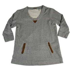 Soft Surroundings Women's 3 Quarter Sleeve Pullover S Grey Brown Casual